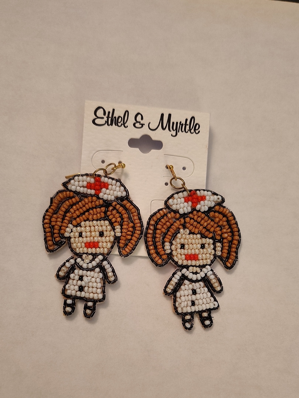 Beaded Nurse Drop Earrings